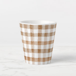 Cremefarbene braune Streifen Braune Kariert Milchtasse