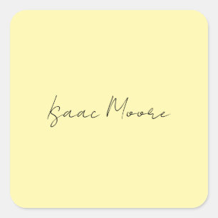 Cremefarbene elegante Schrift Kalligrafie Name Quadratischer Aufkleber