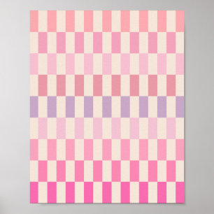 Cremefarbene rosa Streifen 02 Poster