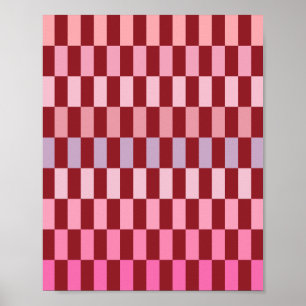 Cremefarbene rosa Streifen 03 Kirsche Poster