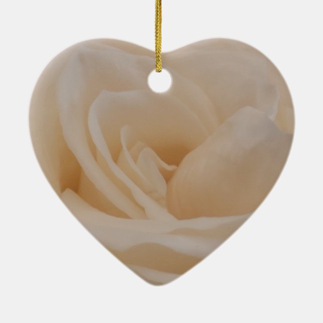 Cremefarbene Rose schließen Keramik Ornament (Hinten)