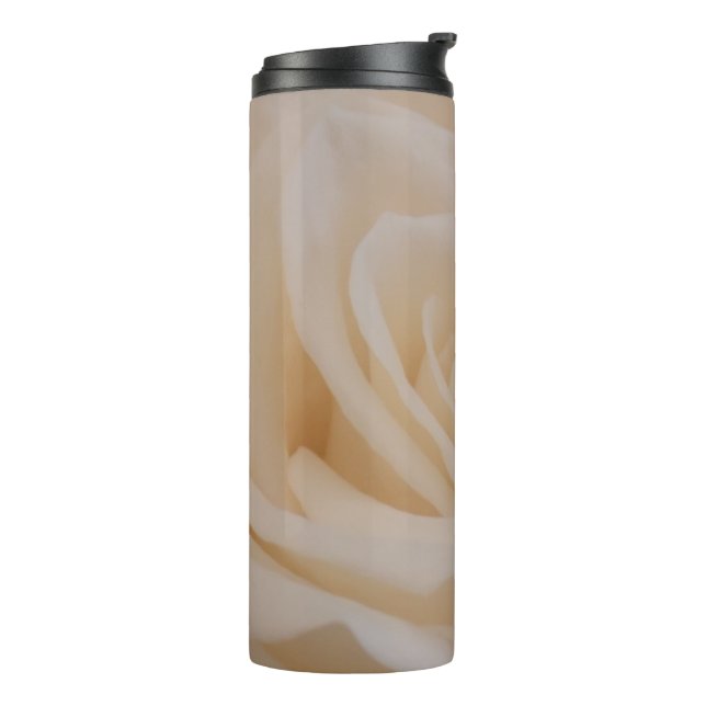 Cremefarbene Rose schließen Thermosbecher (Nach links gedreht)