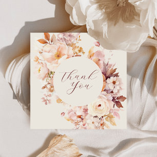 Cremefarbene Vintage-Blumen-Babyparty zum Herbstan Dankeskarte
