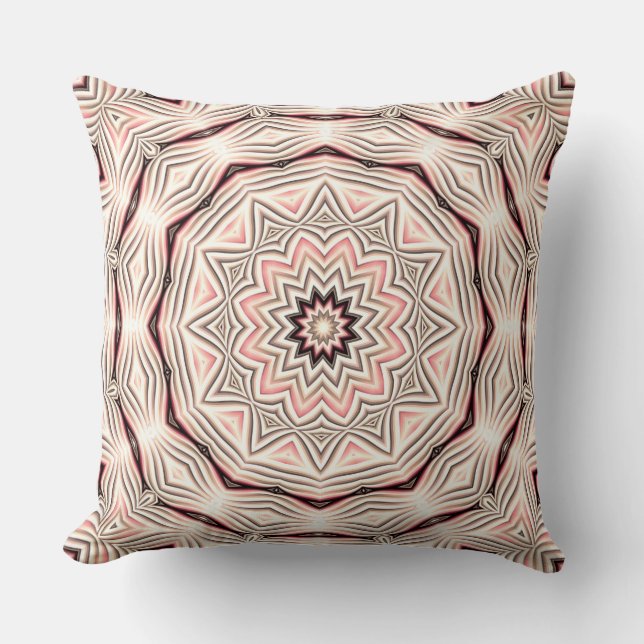 Cremefarbene, weiche, rosa, weiße und braune Manda Kissen (Vorderseite)