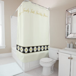 Cremefarbene weiße Daisy mit schwarzem Hintergrund Duschvorhang