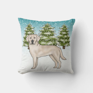 Cremefarbener Labrador Retriever Blau Winter Weihn Kissen