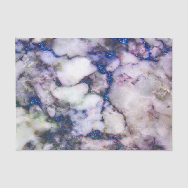 cremefarbener Marmorstein und blauer Glitzer Seidenpapier (Vorderseite)