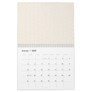 Cremefarbener Stoff mit subtiler, wiederholender,  Kalender