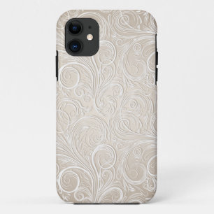 Cremefarbener u. Goldblumenpaisley-Wirbel iPhone 11 Hülle