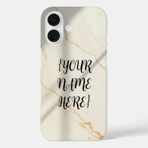 Cremefarbenes Marmor-Monogramm Barely There iPhone 16 Hülle