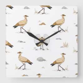 Cremefarbenes Vogelmotiv Quadratische Wanduhr