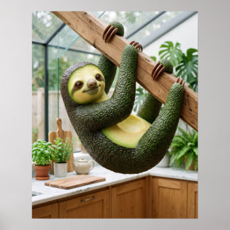 Cremefaulter Avocado-Faultier Poster