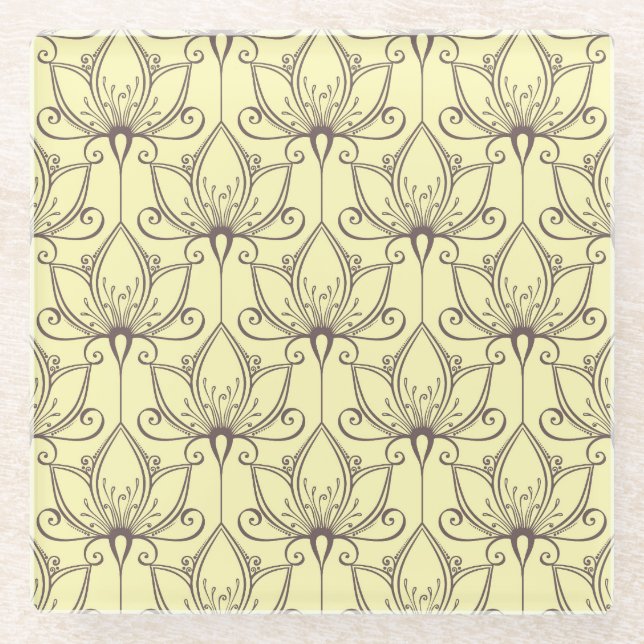 Cremeflormuster Glasuntersetzer (Vorderseite)