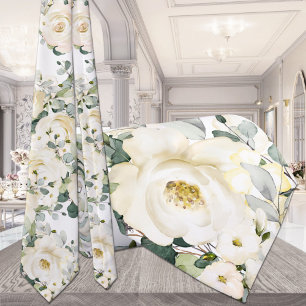 Cremeweiße Desdemona-Rosen Hochzeitsweiße Blumen Krawatte