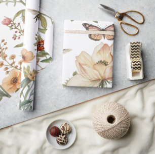 Cremeweiße Florale Geschenkpapier