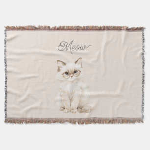 Cremeweiße Katzenbrille Decke