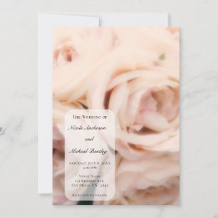 Cremeweiße rosa Pfirsichrosen elegante Hochzeit Einladung