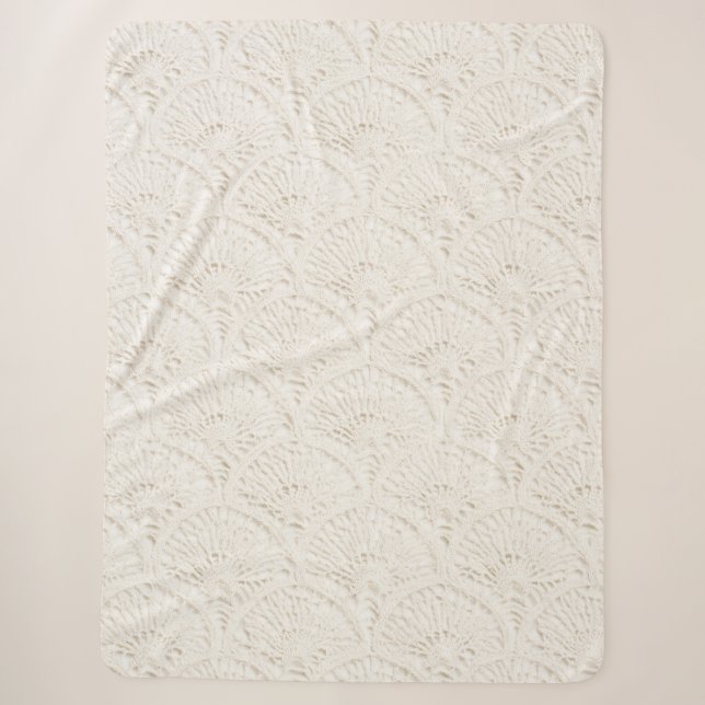 Cremeweißes Kunstspitze Sherpadecke (Vorderseite)