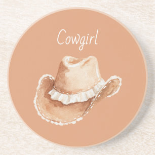 Cremeweißes Spitzen-Cowgirl-Hut Getränkeuntersetzer
