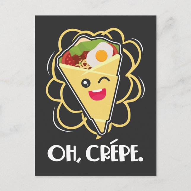 Crepe Dessert Funny France Food Puff Postkarte (Vorderseite)