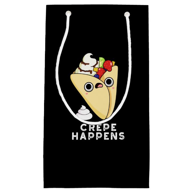 Crepe Happens Funny Food Pub Dark BG Kleine Geschenktüte (Vorderseite)