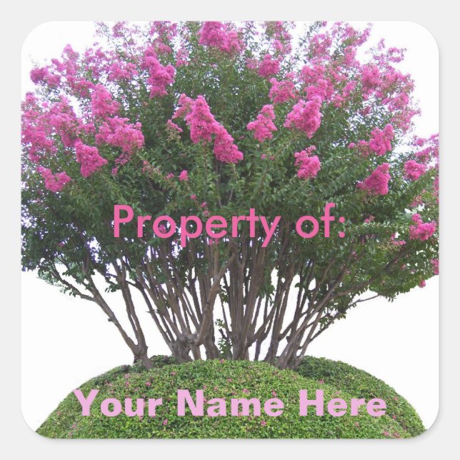 Crepe Myrtle Mound - Eigentum von: Quadratischer Aufkleber (Vorderseite)