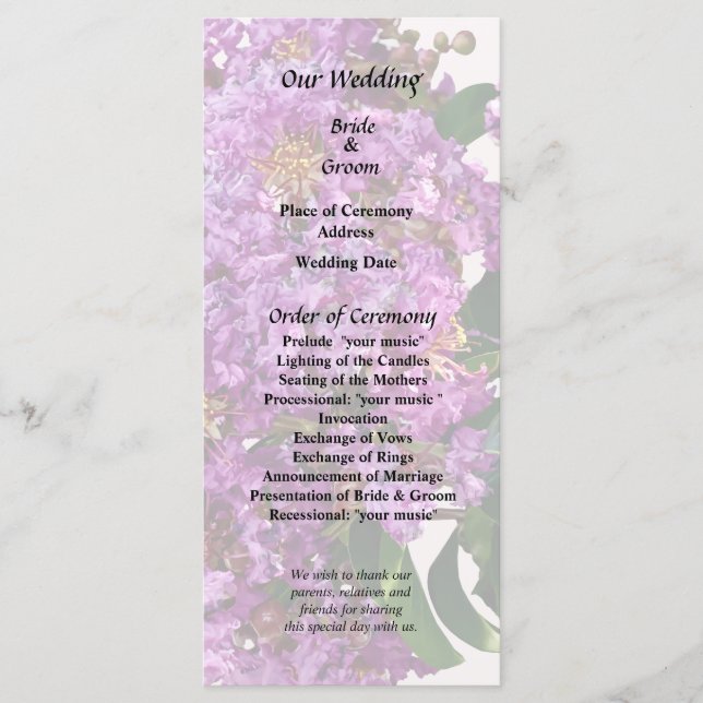 Crepe Myrtle Programm (Vorderseite)