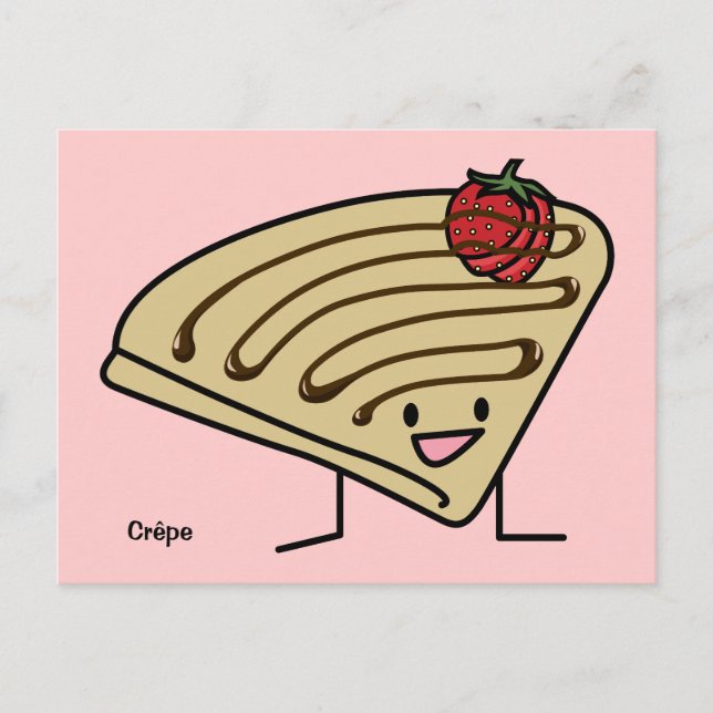 Crepe pastete Strawberry Dessert Schokolade Franzö Postkarte (Vorderseite)