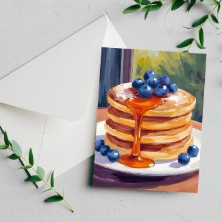 Crêpes aux myrtilles | Carte de peinture à l'huile