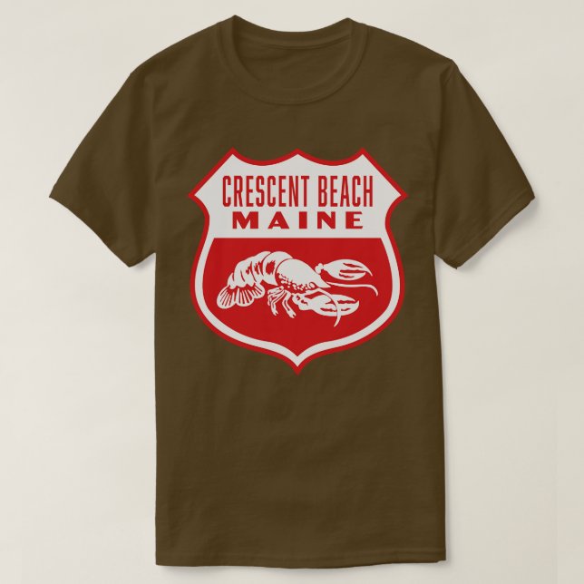 Crescent Beach Maine Retro Shield White T-Shirt (Design vorne)