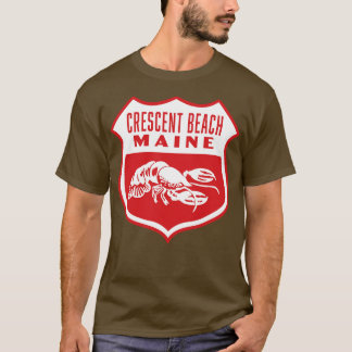 Crescent Beach Maine Retro Shield White T-Shirt