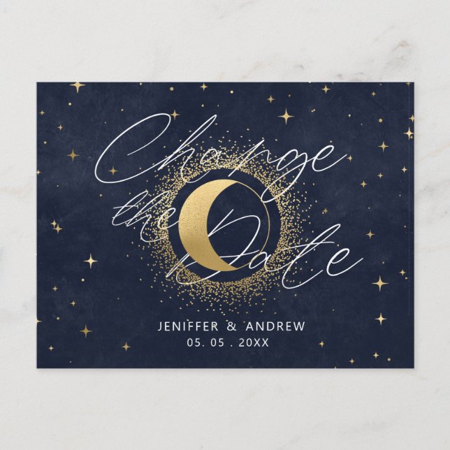 Crescent Céleste Lune Modifier La Date Carte Posta (Devant)