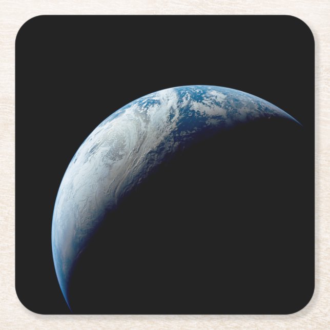 Crescent Earth wurde von der Apollo 4 Mission über Rechteckiger Pappuntersetzer (Vorderseite)