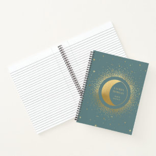 Crescent Gold Moon Personalisiert Monogram Noteboo Notizbuch