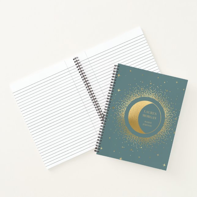 Crescent Gold Moon Personalisiert Monogram Noteboo Notizbuch (Innenseite)