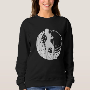 Crescent Golf Ball Golfer Auffällige Silhouette Besticktes Sweatshirt