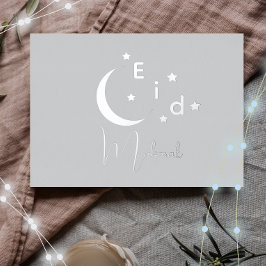 Crescent Luxury Silver Foil Eid Mubarak Card Folien Feiertagspostkarte