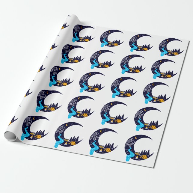 Crescent Moon Adventure Camping Geschenkpapier (Ungerollt)