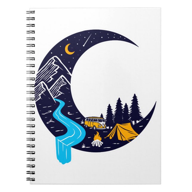 Crescent Moon Adventure Camping Notizblock (Vorderseite)
