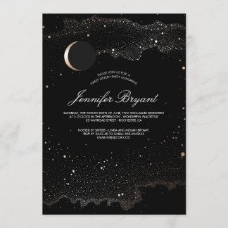 Crescent Moon and Night Stars Sweet 16 Einladung