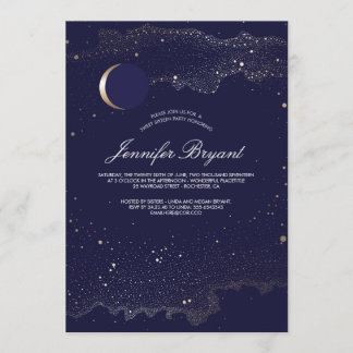 Crescent Moon and Night Stars Sweet 16 Einladung