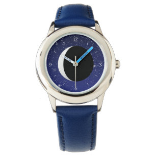 Crescent Moon auf einem Sternenhimmel Armbanduhr