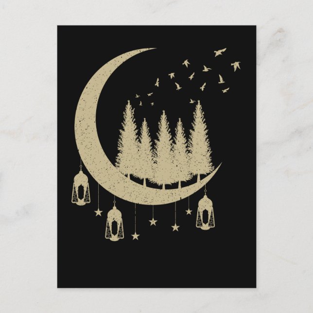 Crescent Moon Birds Spirituelle Natur Lover Postkarte (Vorderseite)