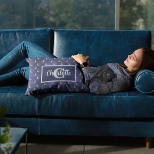 Crescent Moon Blue Celestial Custom Monogram Dekokissen