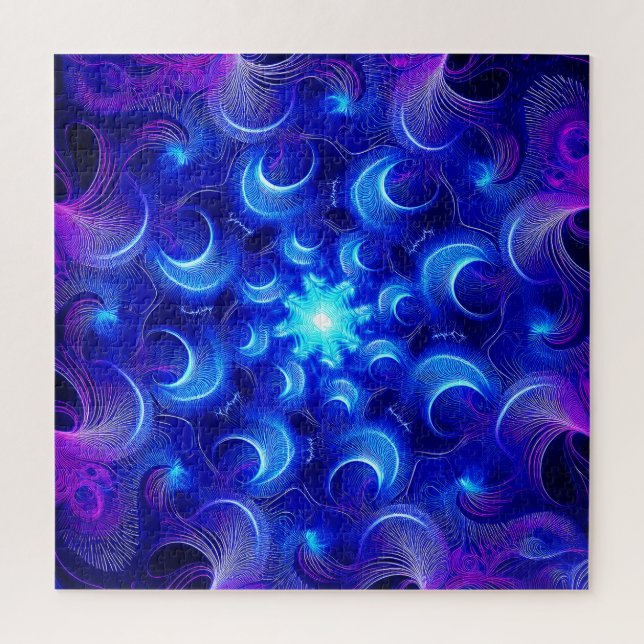 Crescent Moon Blue Fractals (Vertikal)
