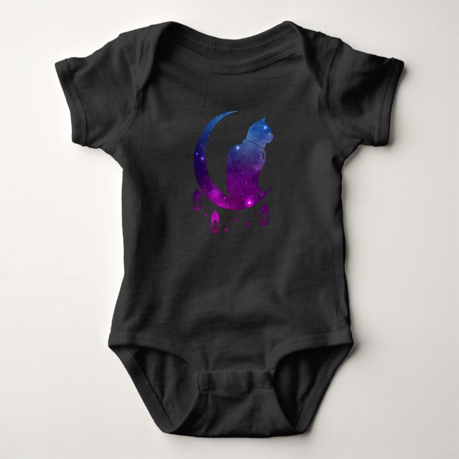 Crescent Moon Cat Mystical Pastel Goth Baby Strampler (Vorderseite)
