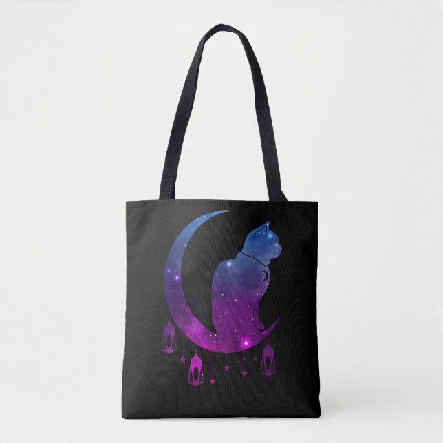 Crescent Moon Cat Mystical Pastel Goth Tasche (Vorderseite)