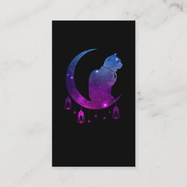 Crescent Moon Cat Mystical Pastel Goth Visitenkarte (Vorderseite)