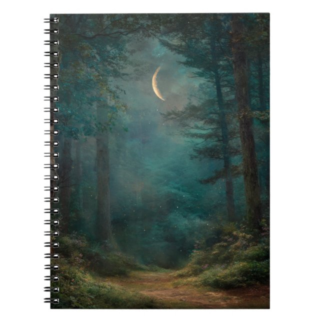 Crescent Moon Enchanted Forest Notebook Notizblock (Vorderseite)