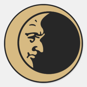 Crescent Moon Face Runder Aufkleber